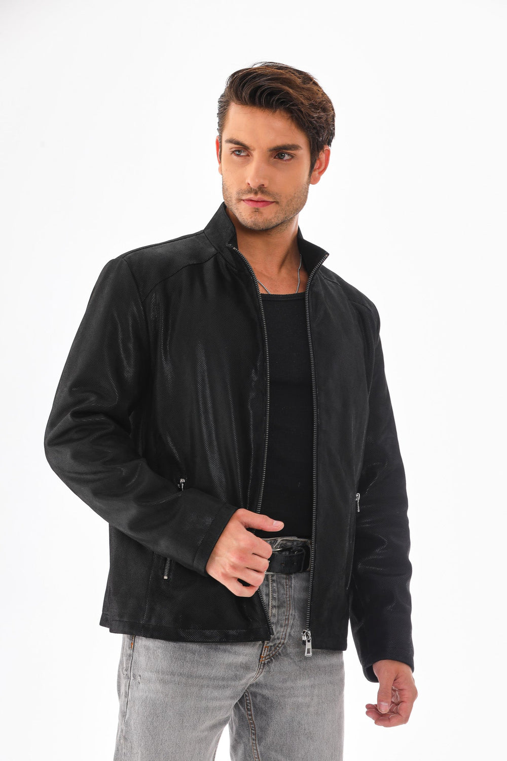 The Varden Black Leather Jacket For Sale