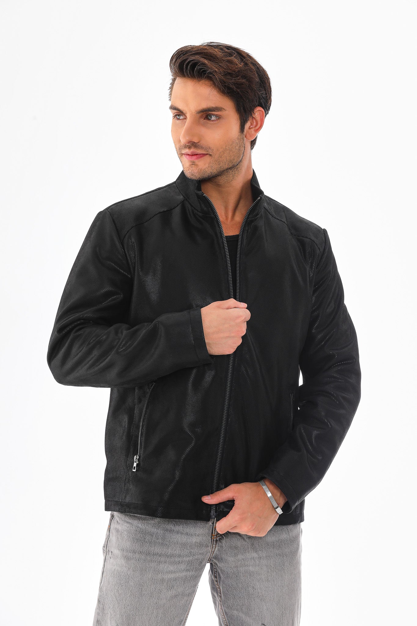 The Varden Black Leather Jacket For Sale