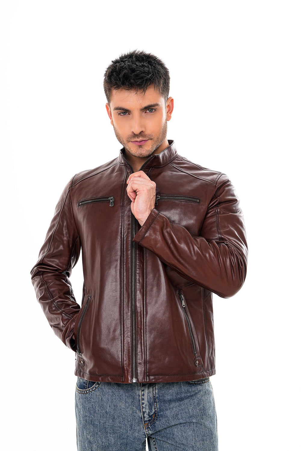 The Falcon Cognac Brown Smooth Leather Jacket Exclusive Style