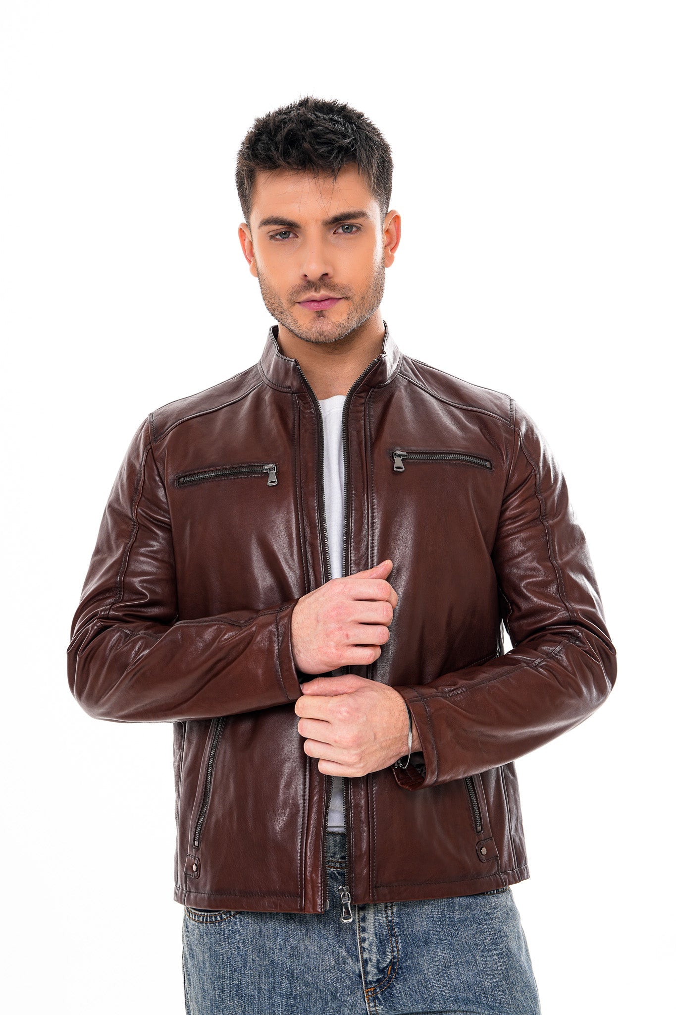 The Falcon Cognac Brown Smooth Leather Jacket Exclusive Style
