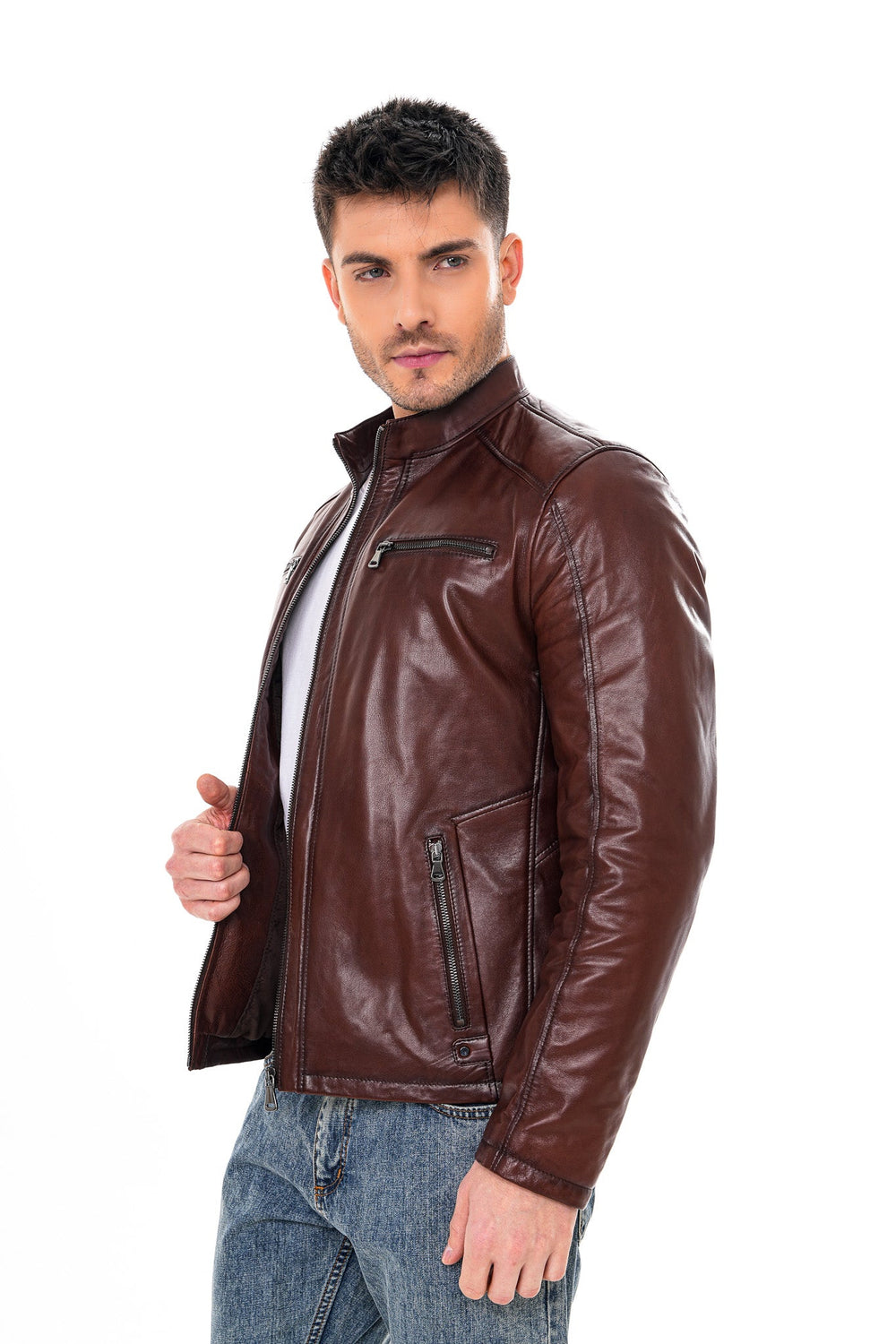 The Falcon Cognac Brown Smooth Leather Jacket Exclusive Style