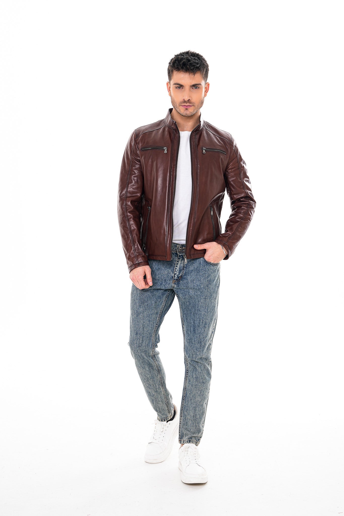 The Falcon Cognac Brown Smooth Leather Jacket Exclusive Style