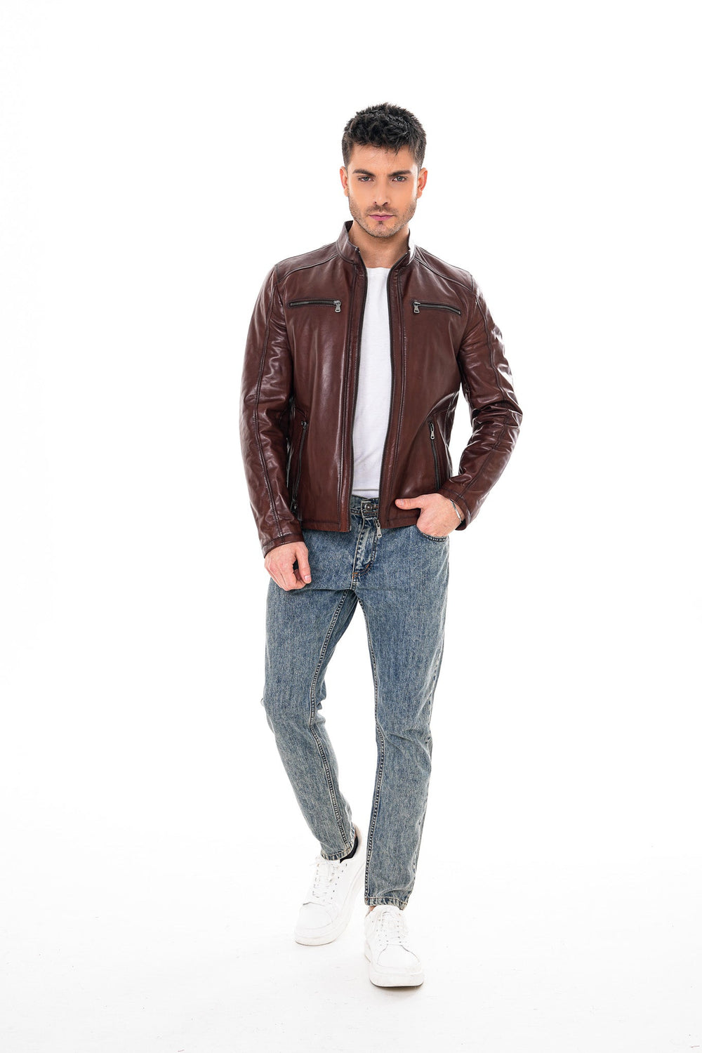 The Falcon Cognac Brown Smooth Leather Jacket Exclusive Style