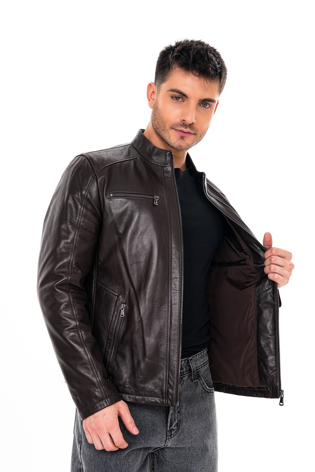 The Falcon Dark Brown Smooth Leather Jacket On Sale