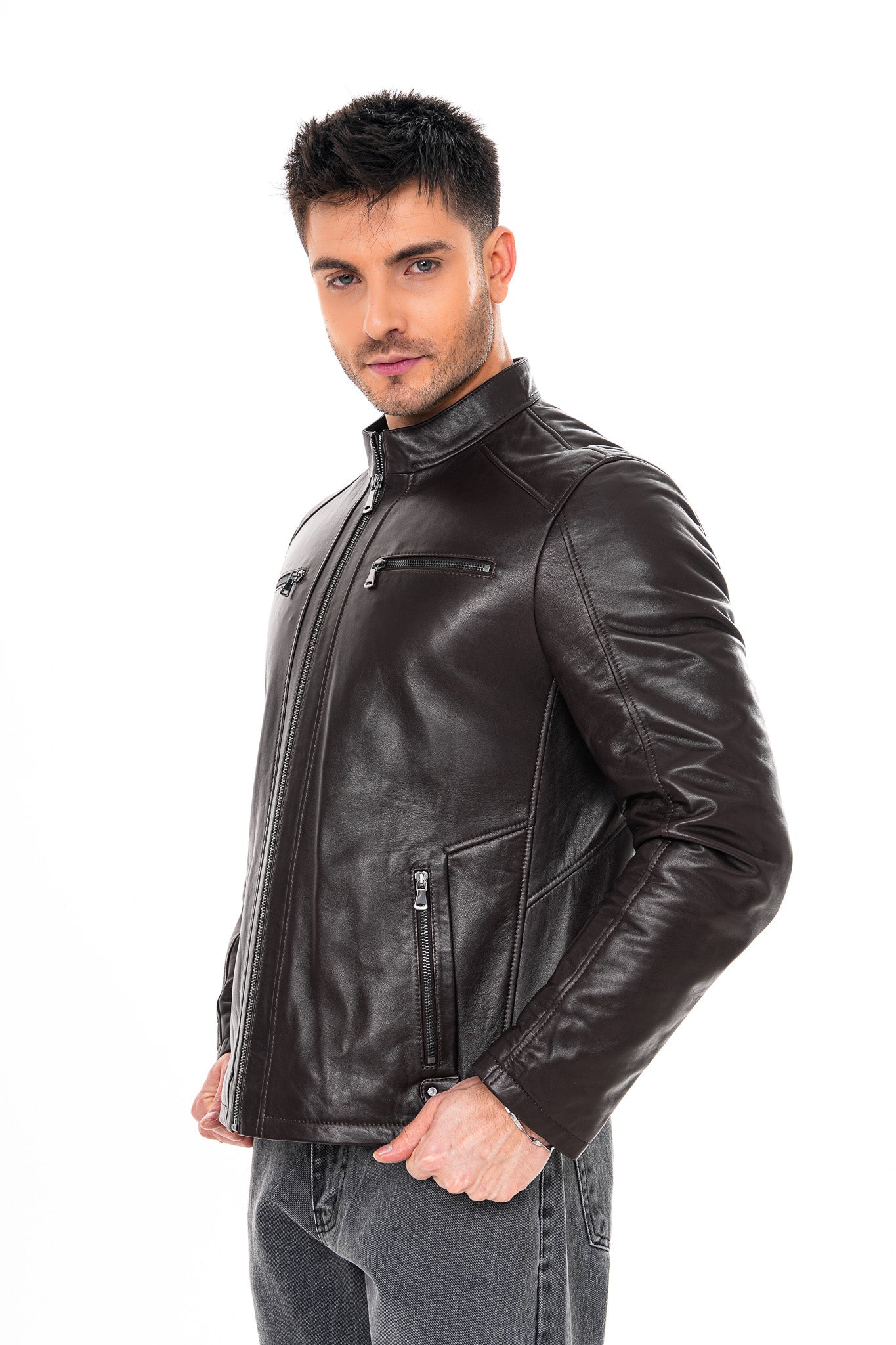 The Falcon Dark Brown Smooth Leather Jacket On Sale