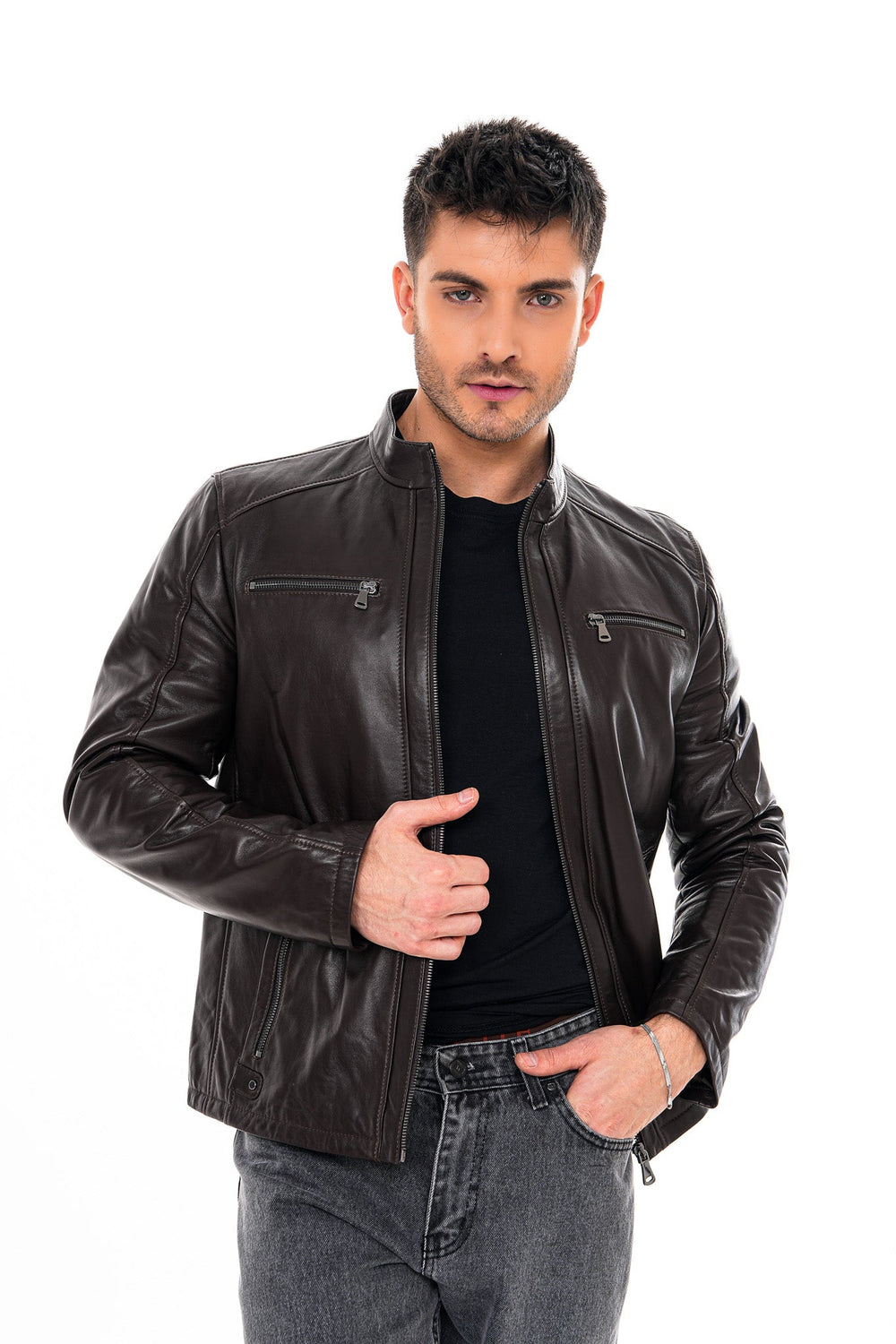 The Falcon Dark Brown Smooth Leather Jacket On Sale