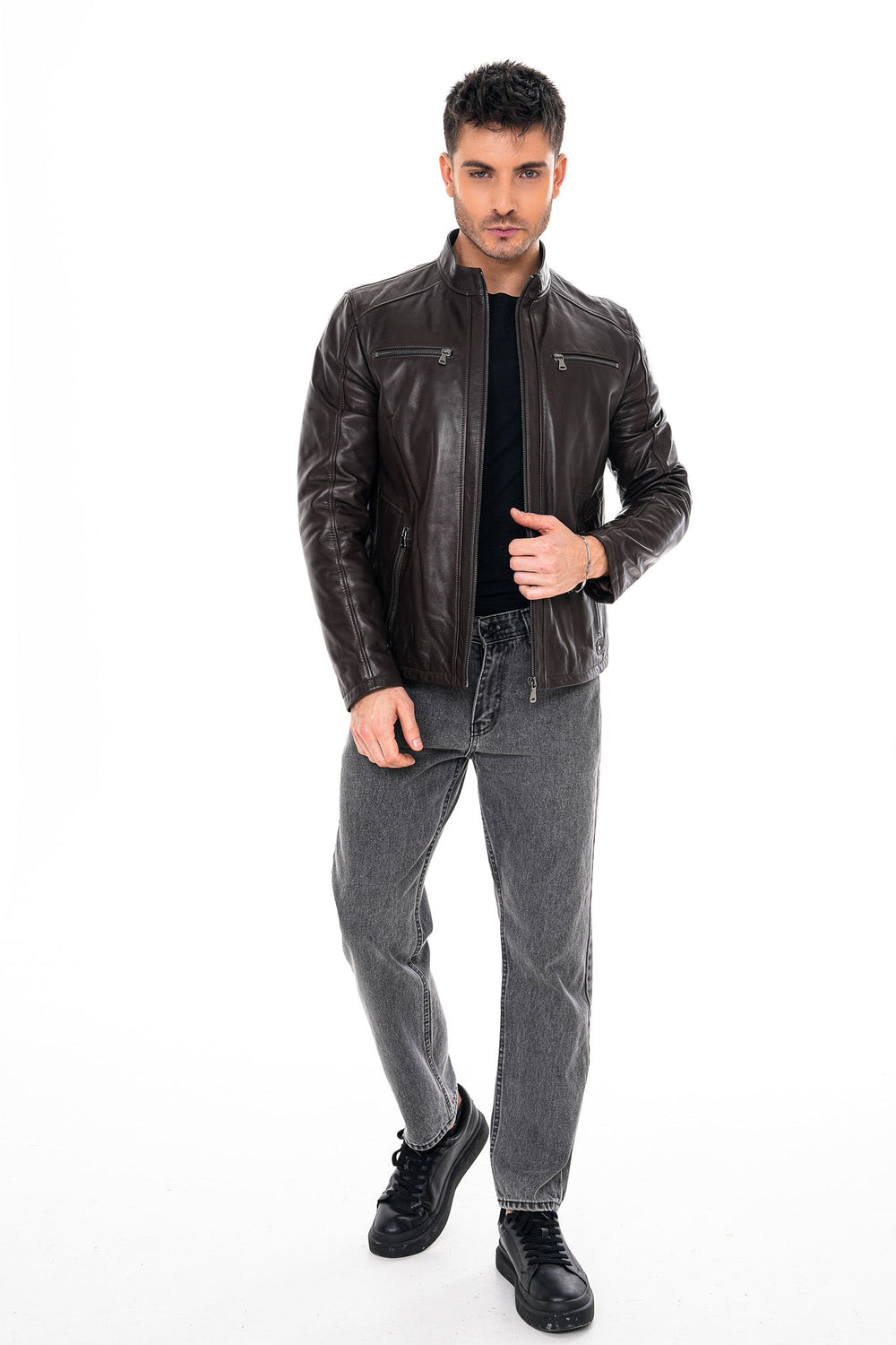 The Falcon Dark Brown Smooth Leather Jacket On Sale