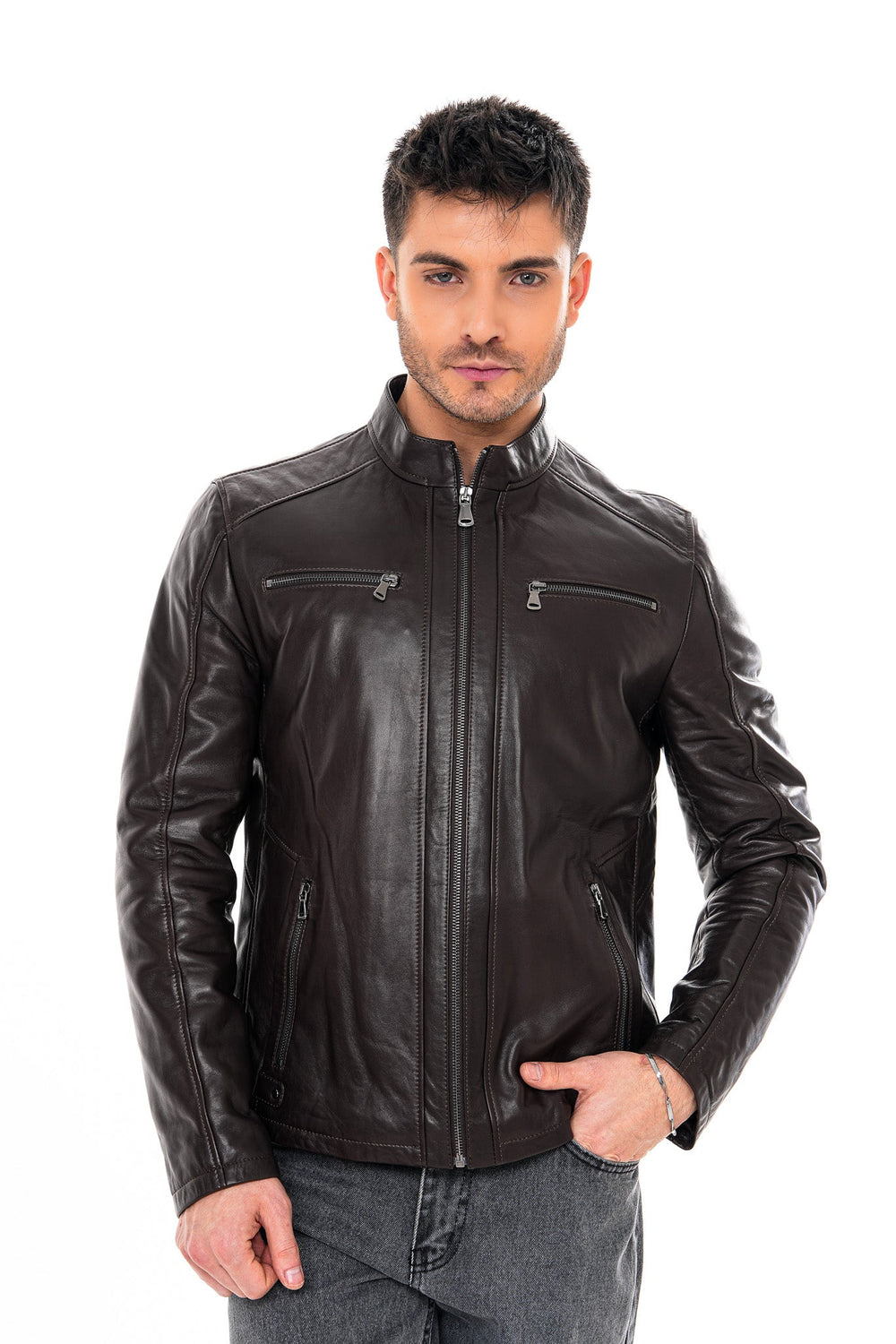 The Falcon Dark Brown Smooth Leather Jacket On Sale