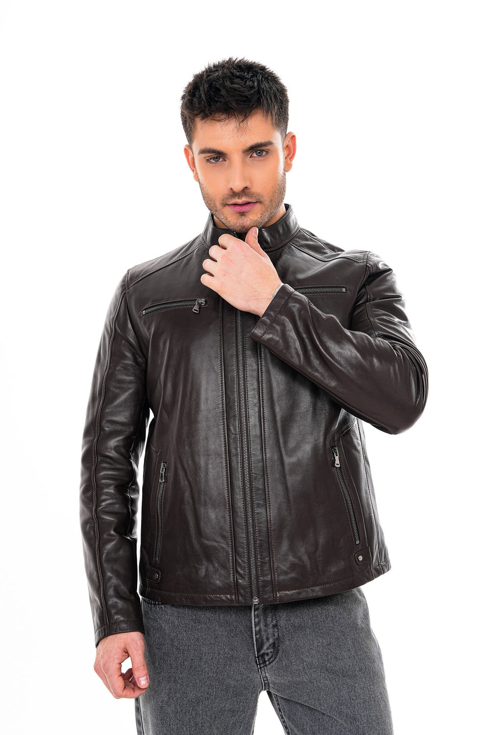The Falcon Dark Brown Smooth Leather Jacket On Sale