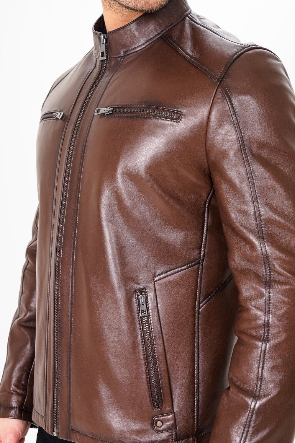 The Falcon Brown Smooth Leather Jacket For Sale