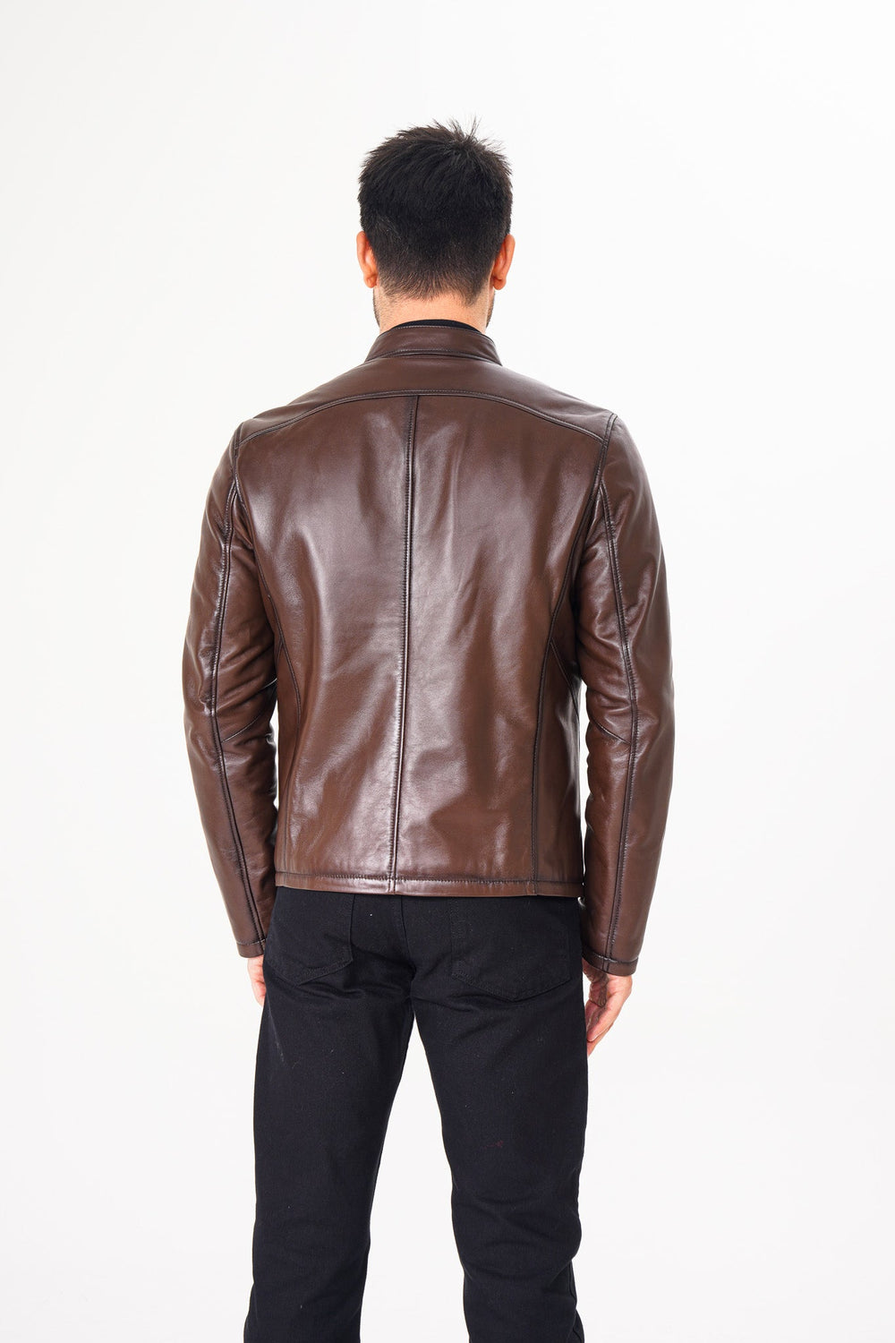 The Falcon Brown Smooth Leather Jacket For Sale