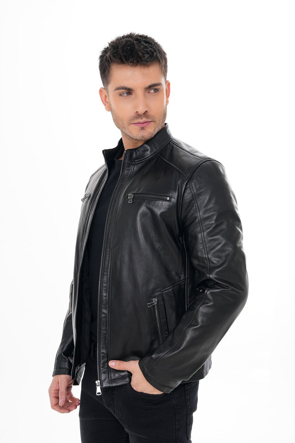 The Falcon Black Smooth Leather Jacket All New