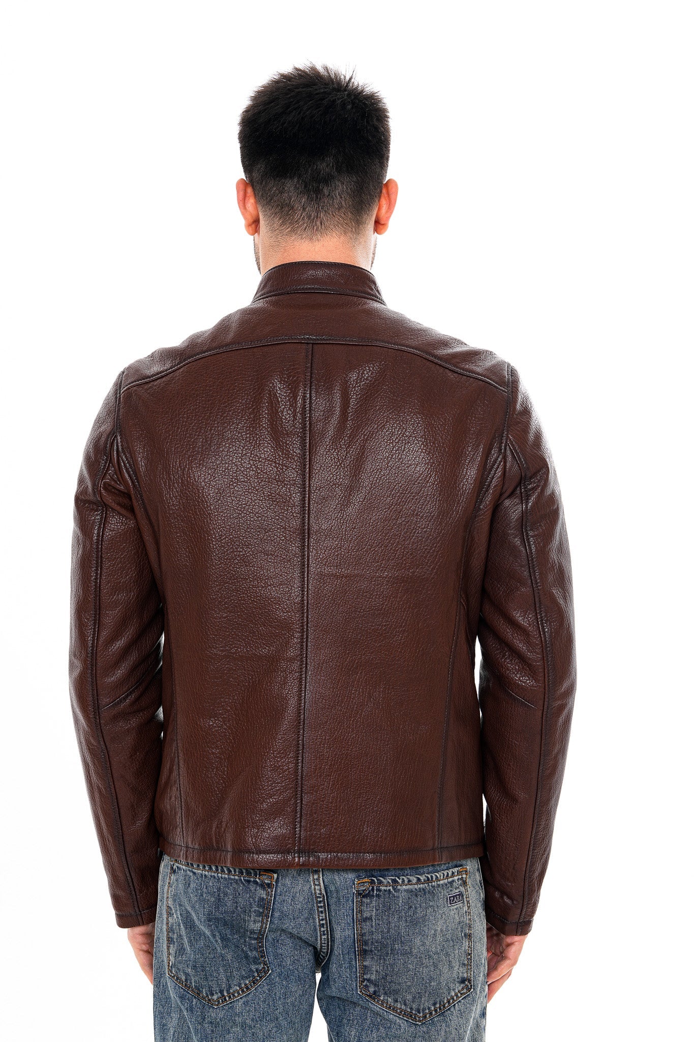 The Falcon Brown Pebbled Leather Jacket Universal Fit