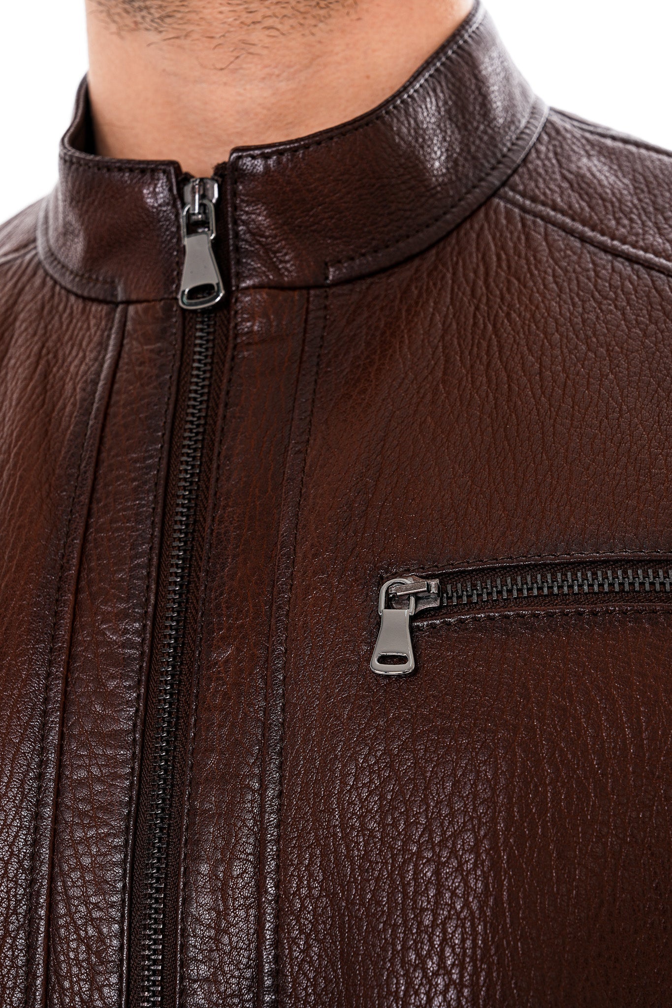 The Falcon Brown Pebbled Leather Jacket Universal Fit