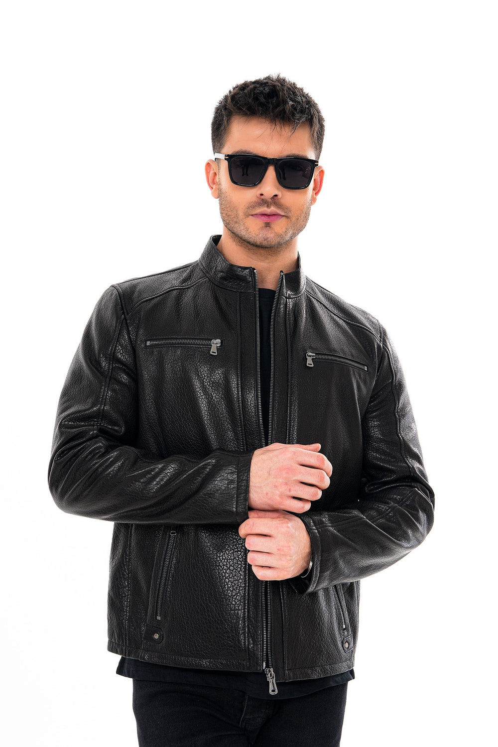 The Falcon Black Pebbled Leather Jacket Fine Craftsmanship