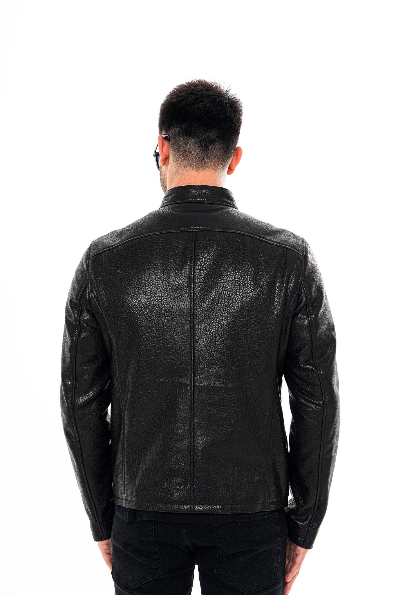 The Falcon Black Pebbled Leather Jacket Fine Craftsmanship