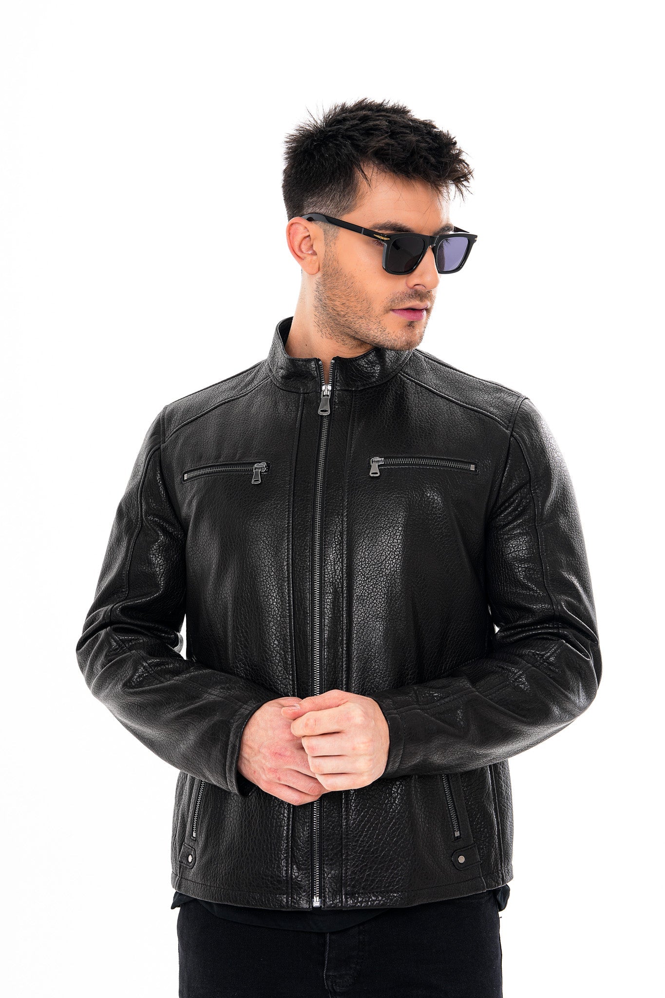The Falcon Black Pebbled Leather Jacket Fine Craftsmanship