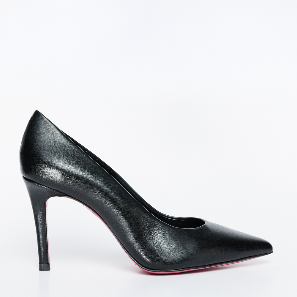 The Ege Black Leather Pump Fuchsia Sole Shoe Exclusive Style