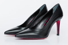 The Ege Black Leather Pump Fuchsia Sole Shoe Exclusive Style