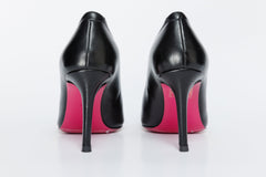 The Ege Black Leather Pump Fuchsia Sole Shoe Exclusive Style