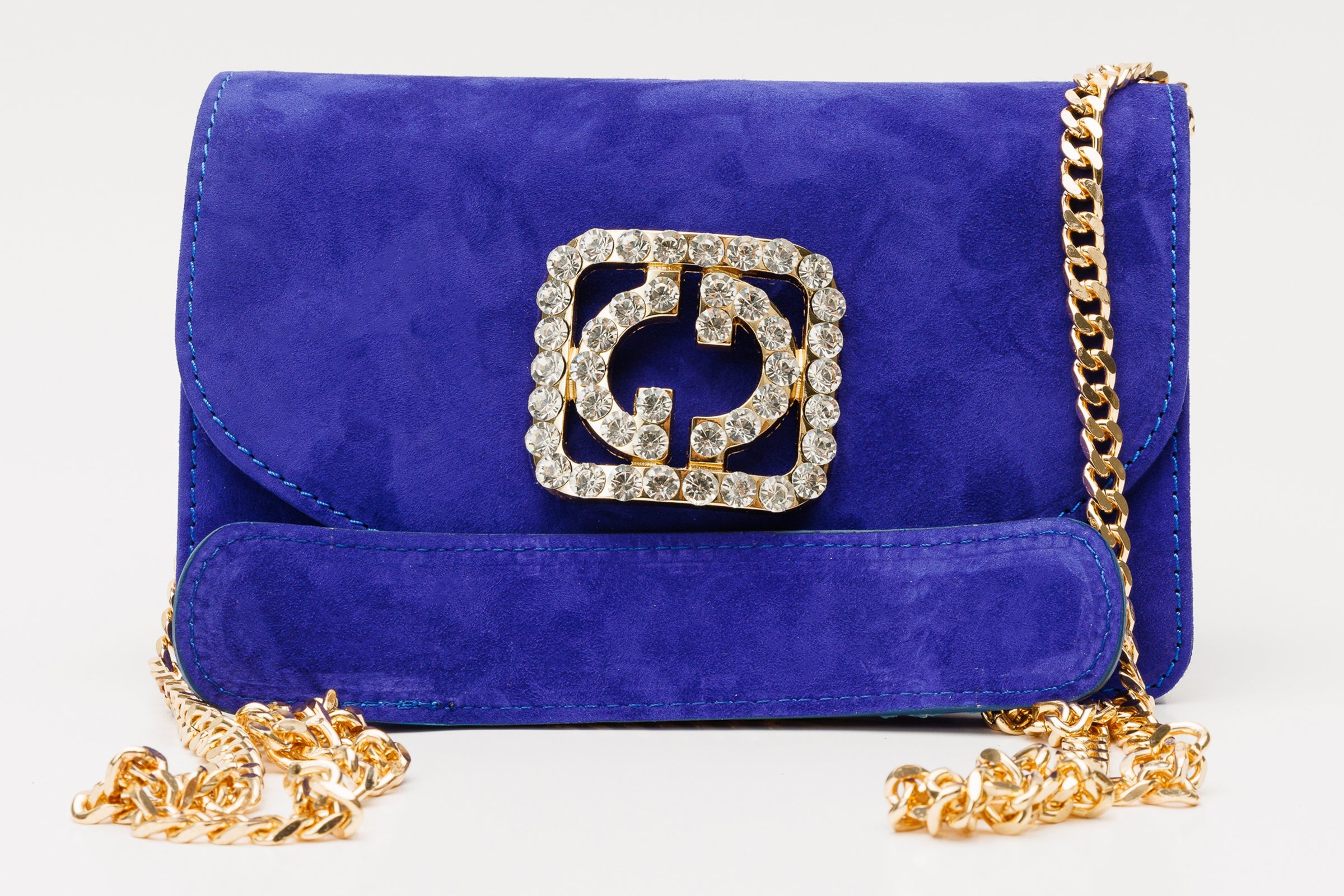 The California Sax Blue Suede Leather Handbag For Sale