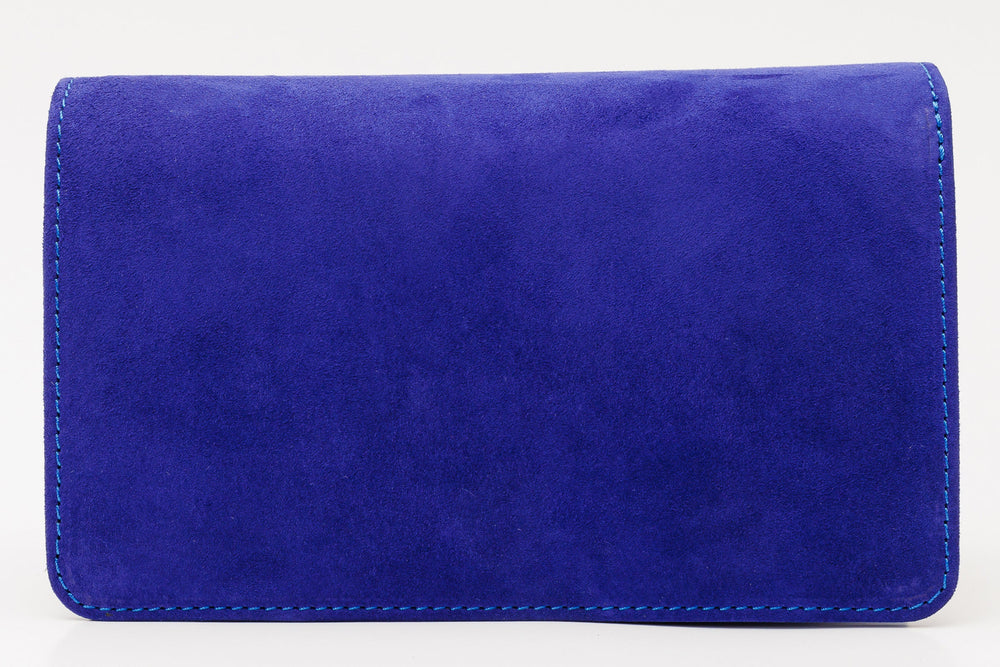 The California Sax Blue Suede Leather Handbag For Sale