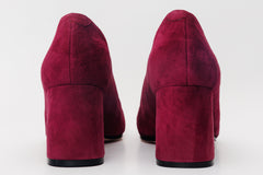 The California Burgundy Suede Leather Block Heel Pump Shoe All New