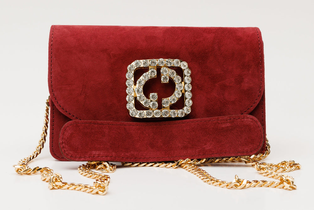 The California Burgundy Suede Leather Handbag Universal Fit