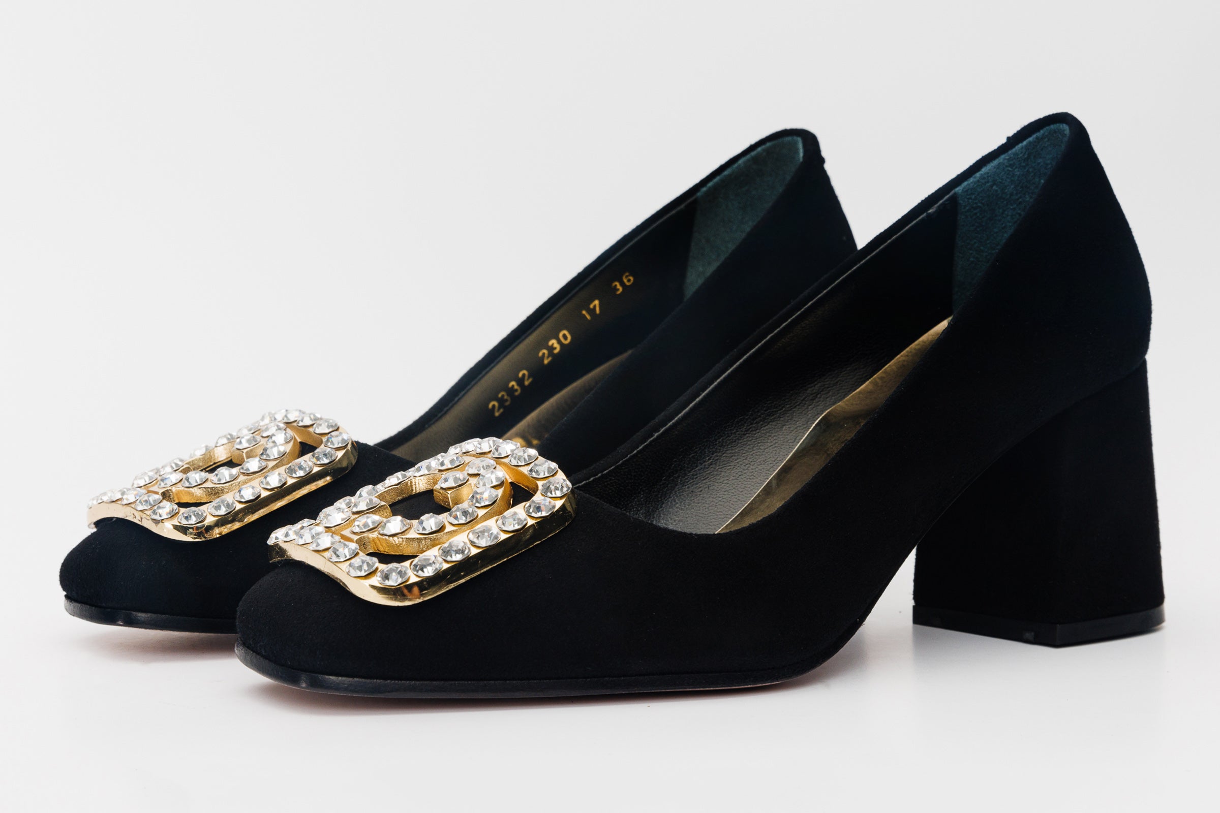 The California Black Suede Leather Block Heel Pump Shoe Fine Craftsmanship