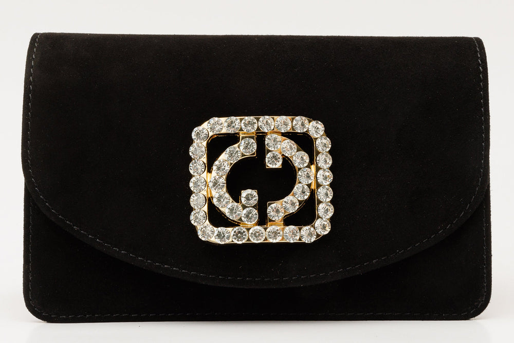 The California Black Suede Leather Handbag Exclusive Style