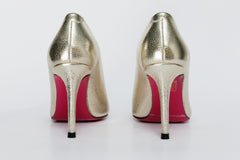 The Ege Gold Leather Pump Fuchsia Sole Shoe On Sale