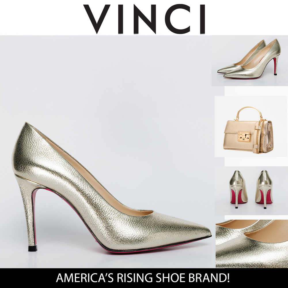 The Ege Gold Leather Pump Fuchsia Sole Shoe On Sale