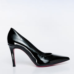 The Ege Black Patent Leather Pump Fuchsia Sole Shoe Universal Fit