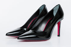 The Ege Black Patent Leather Pump Fuchsia Sole Shoe Universal Fit