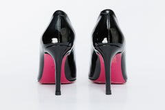 The Ege Black Patent Leather Pump Fuchsia Sole Shoe Universal Fit