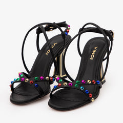 The Aurora Black Leather Strappy Sandal Fine Craftsmanship