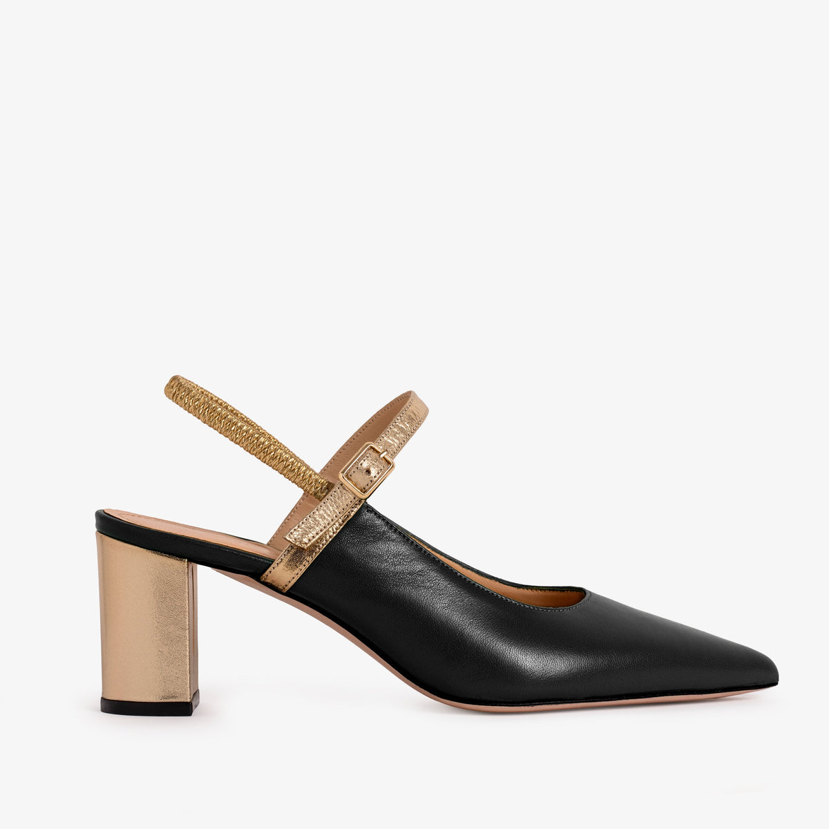 The Pompei Black Leather Slingback Sandal Exclusive Style