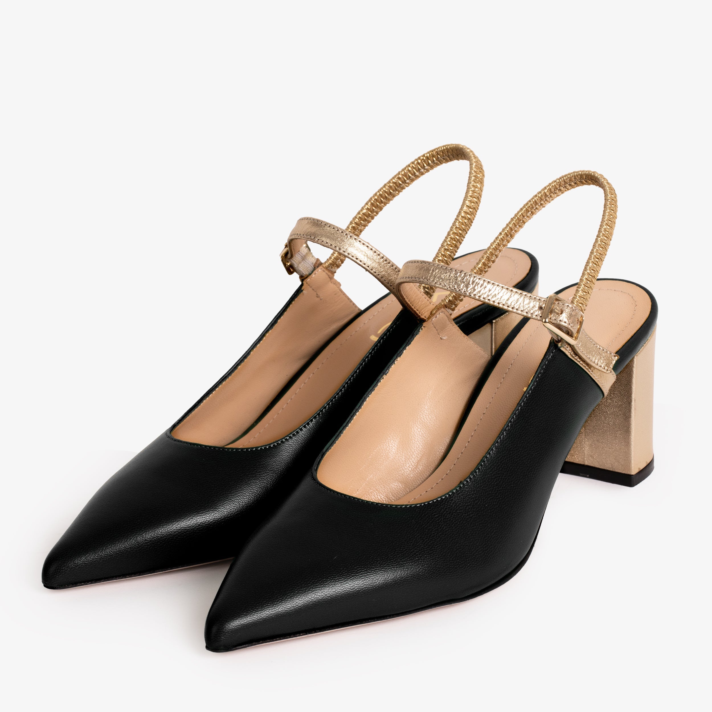 The Pompei Black Leather Slingback Sandal Exclusive Style