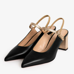 The Pompei Black Leather Slingback Sandal Exclusive Style