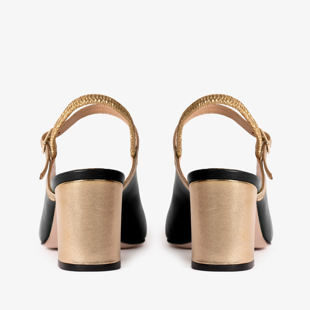 The Pompei Black Leather Slingback Sandal Exclusive Style