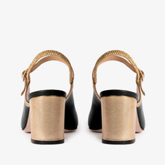 The Pompei Black Leather Slingback Sandal Exclusive Style
