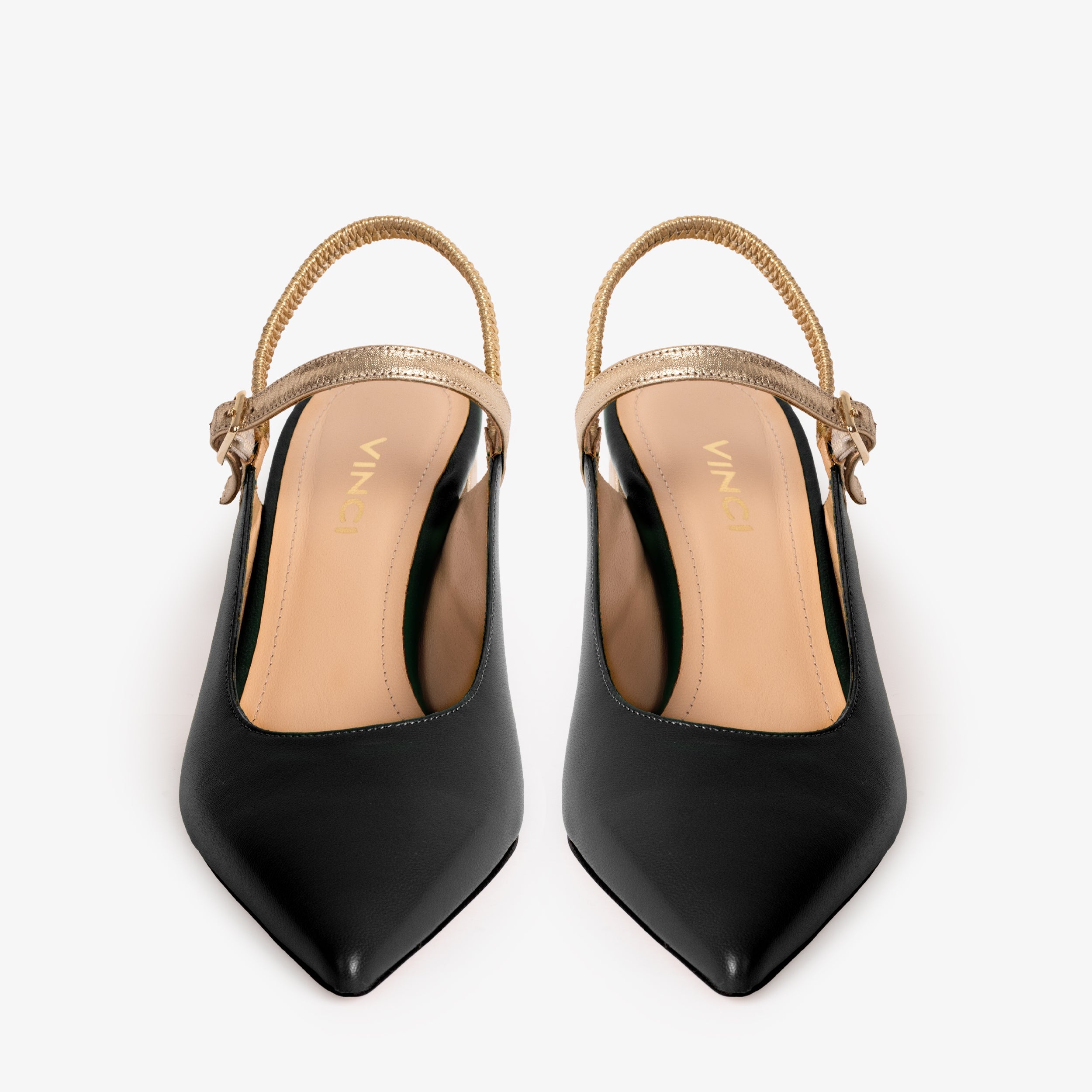 The Pompei Black Leather Slingback Sandal Exclusive Style