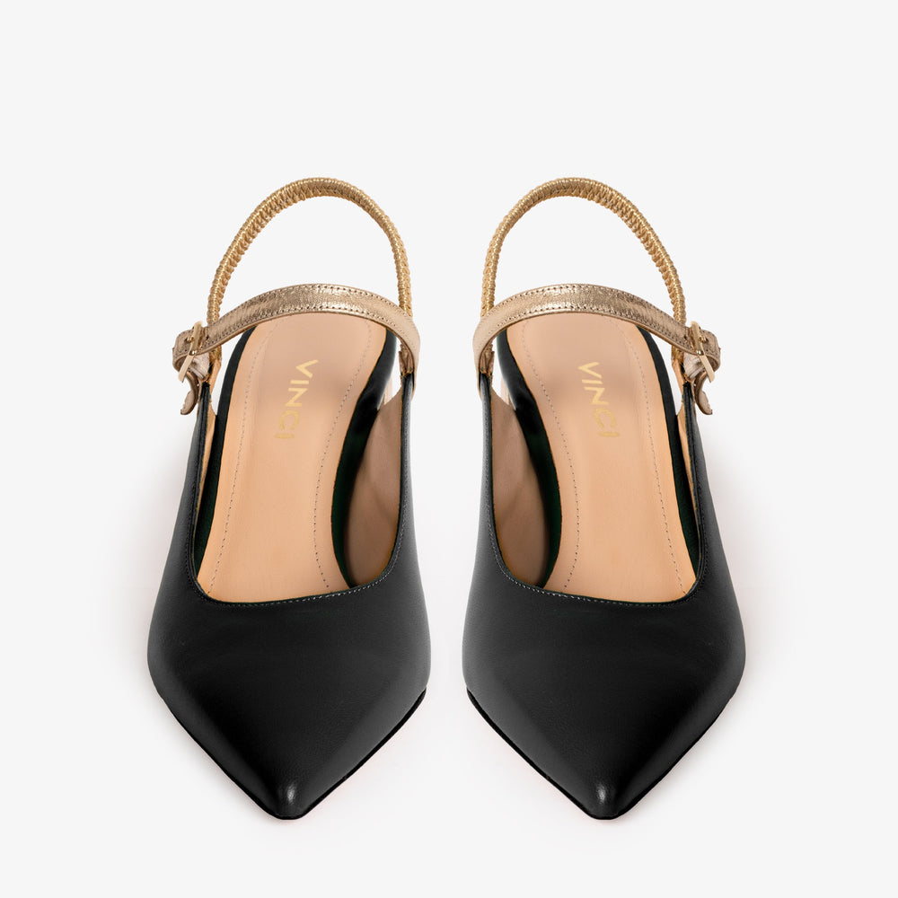 The Pompei Black Leather Slingback Sandal Exclusive Style