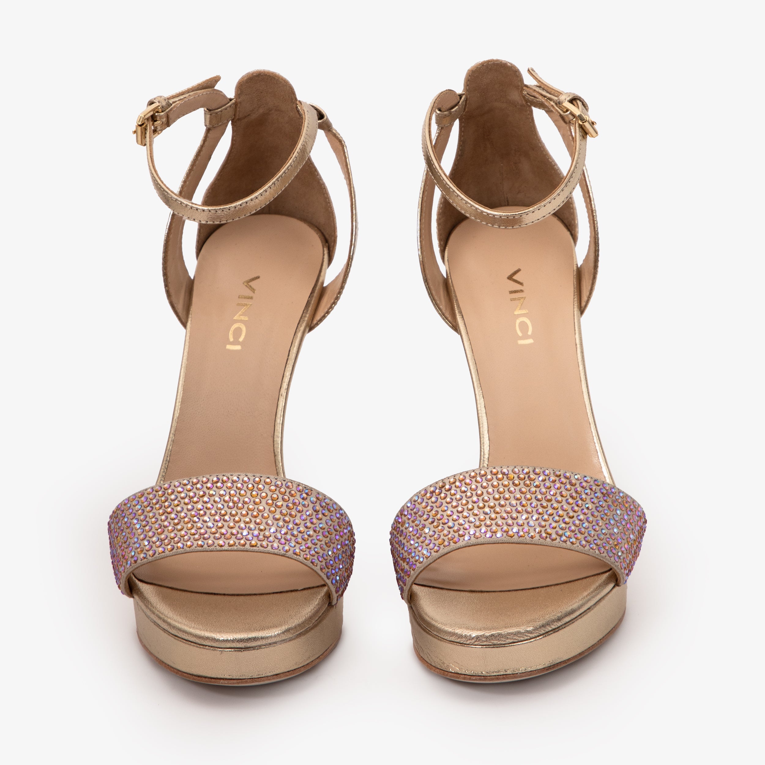 The Mars Platform Heel Gold Leather Women's Sandal On Sale