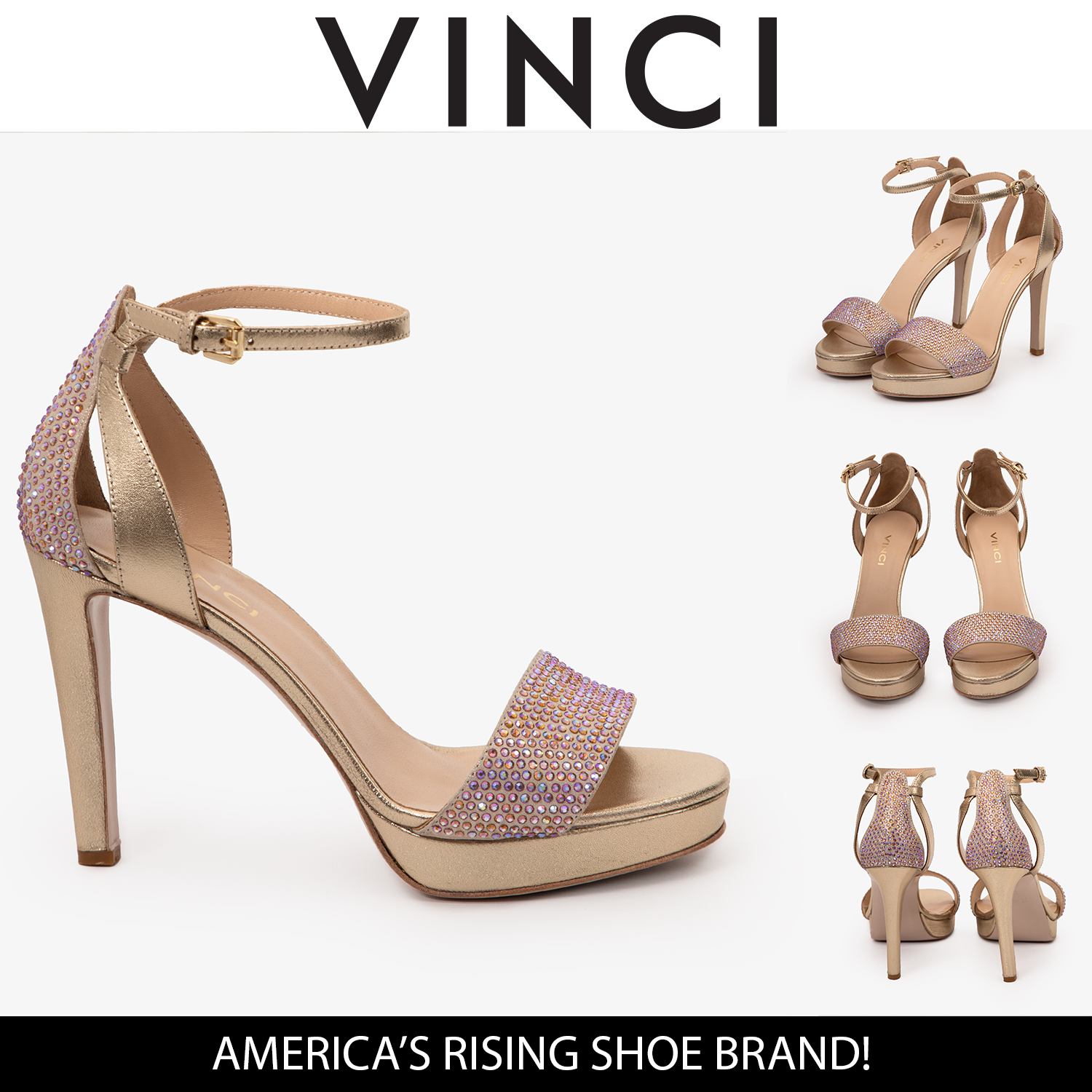The Mars Platform Heel Gold Leather Women's Sandal On Sale
