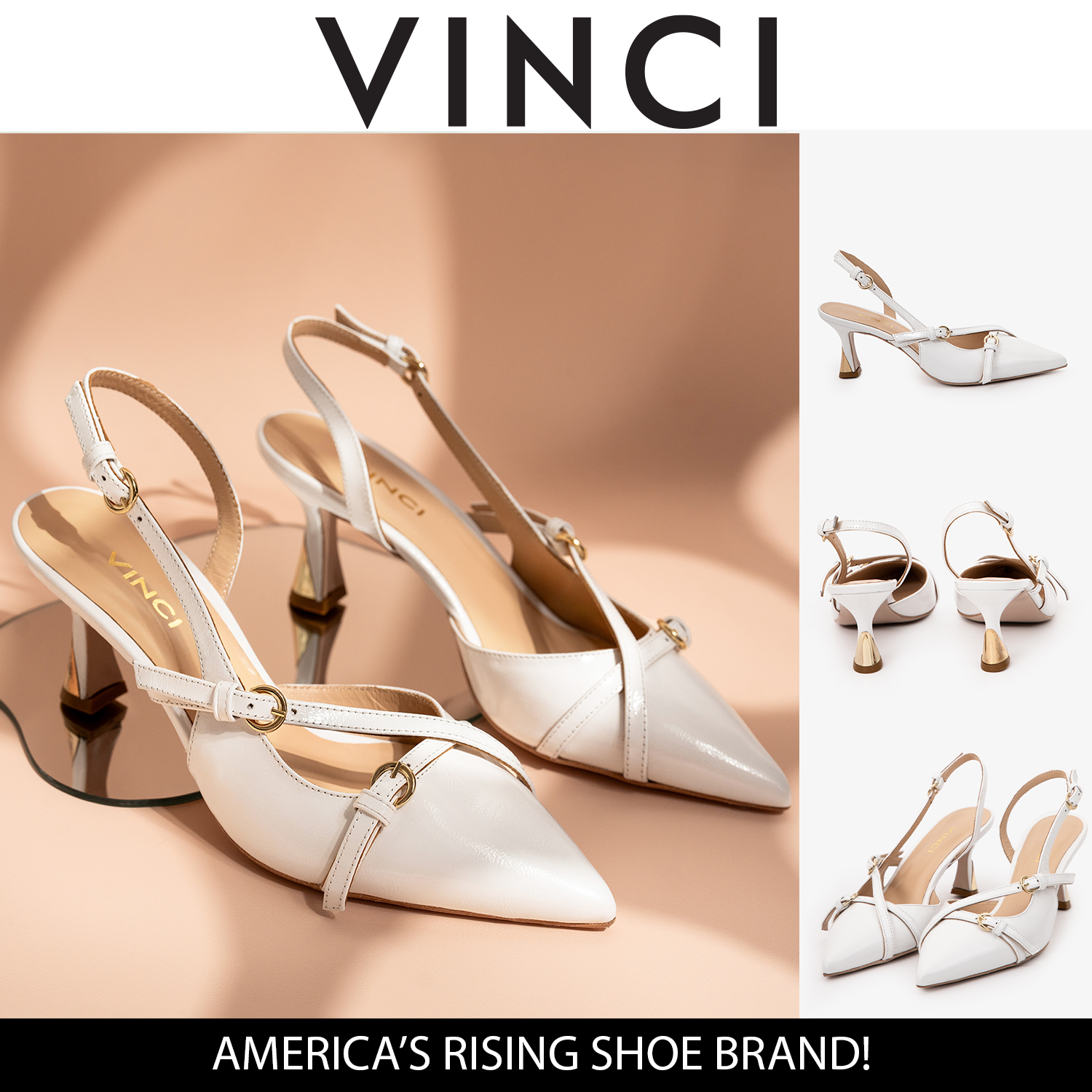 The Atlantic White Leather Slingback Sandal For Sale