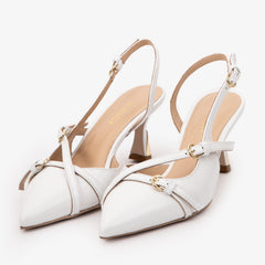 The Atlantic White Leather Slingback Sandal For Sale