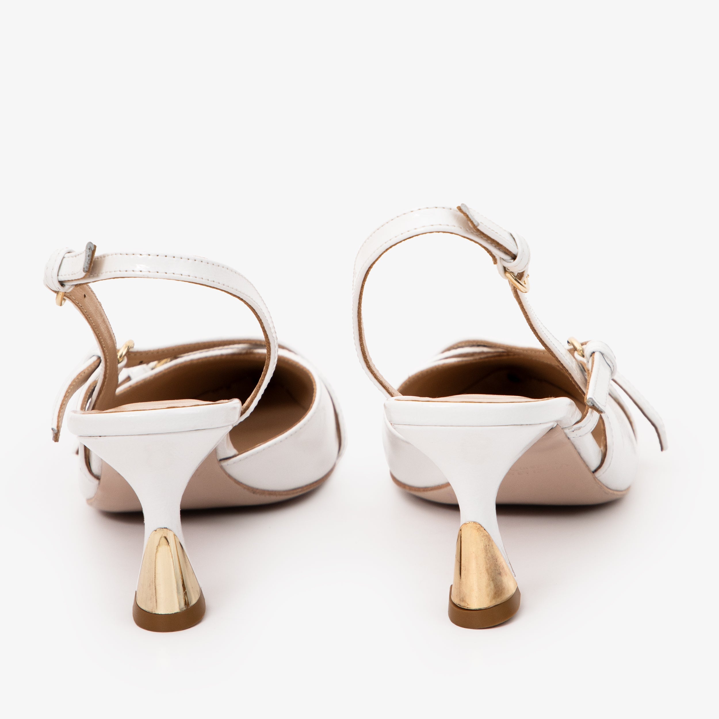 The Atlantic White Leather Slingback Sandal For Sale