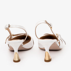 The Atlantic White Leather Slingback Sandal For Sale