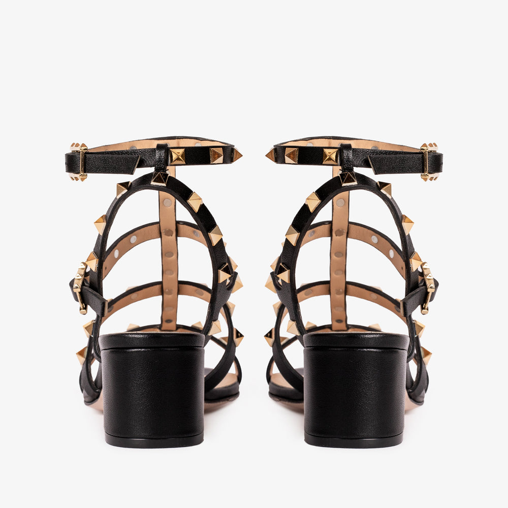 The Nejapa Black Multi Strap Leather Sandal Universal Fit